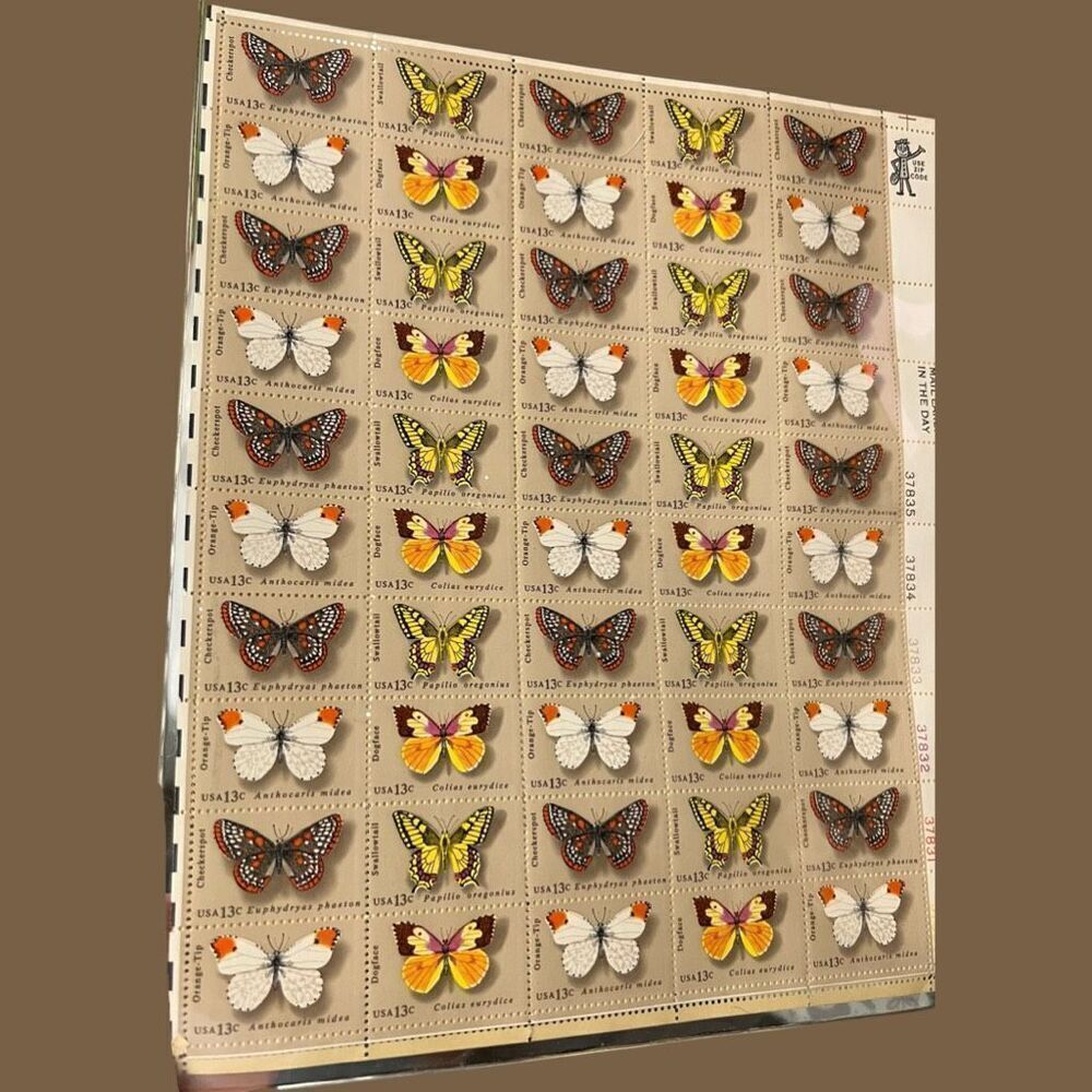 MNH Scott #1712-1715 Butterflies of the U.S Sheet of 50 13 Cent Stamps